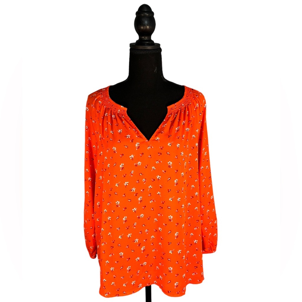 GAP Orange Floral Long-Sleeve Tunic